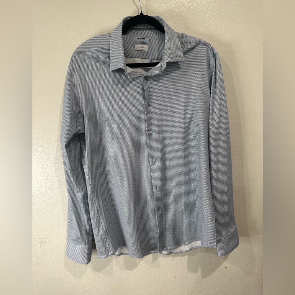 Men Renoma Paris Mens Blue Long Sleeve Shirt Size L (KR105)